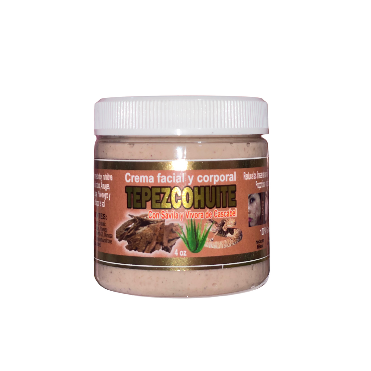 CREMA FACIAL Y CORPORAL DE TEPEZCOHUITE CON SAVILA Y VIVORA DE CASCABEL